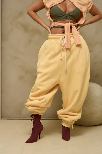 Cropped high-neck wrap top + loose sweatpants set