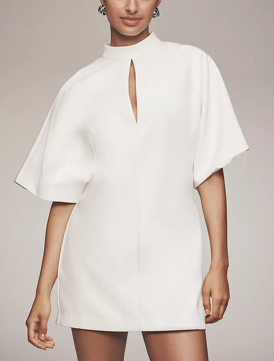 Puff-Sleeve Zipper Dress