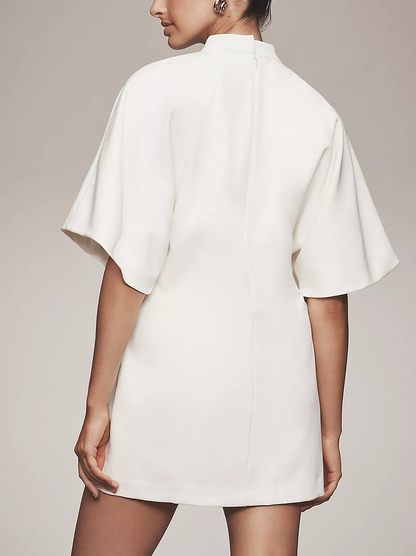 Puff-Sleeve Zipper Dress