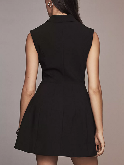 Sleeveless V-Neck Blazer Mini Dress