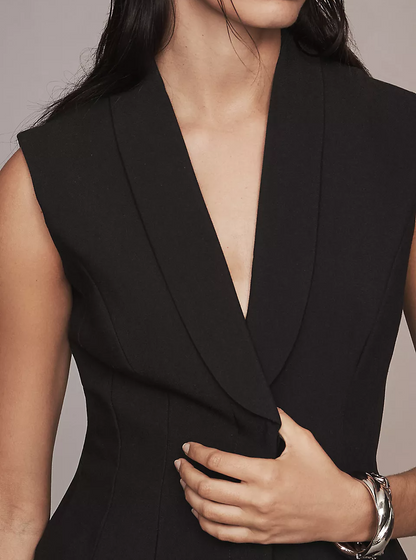 Sleeveless V-Neck Blazer Mini Dress