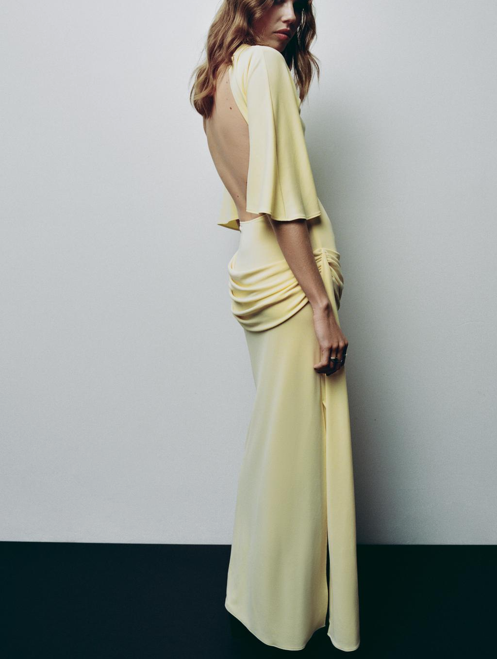 Open Back Cape Long Dress