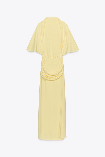 Open Back Cape Long Dress