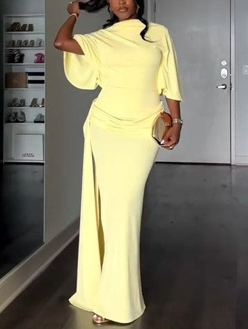 Open Back Cape Long Dress