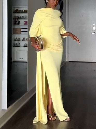 Open Back Cape Long Dress