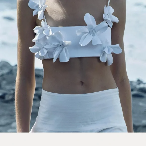 Floral Cropped Top+Pleated Skirt