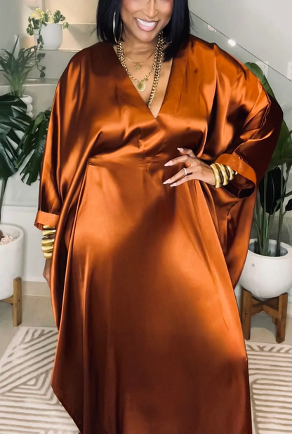 Silk Batwing Sleeve Dress