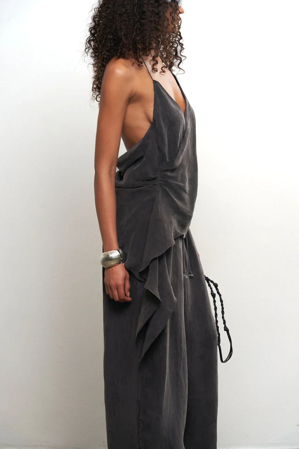 Draped Top + Wide Leg Pants Set
