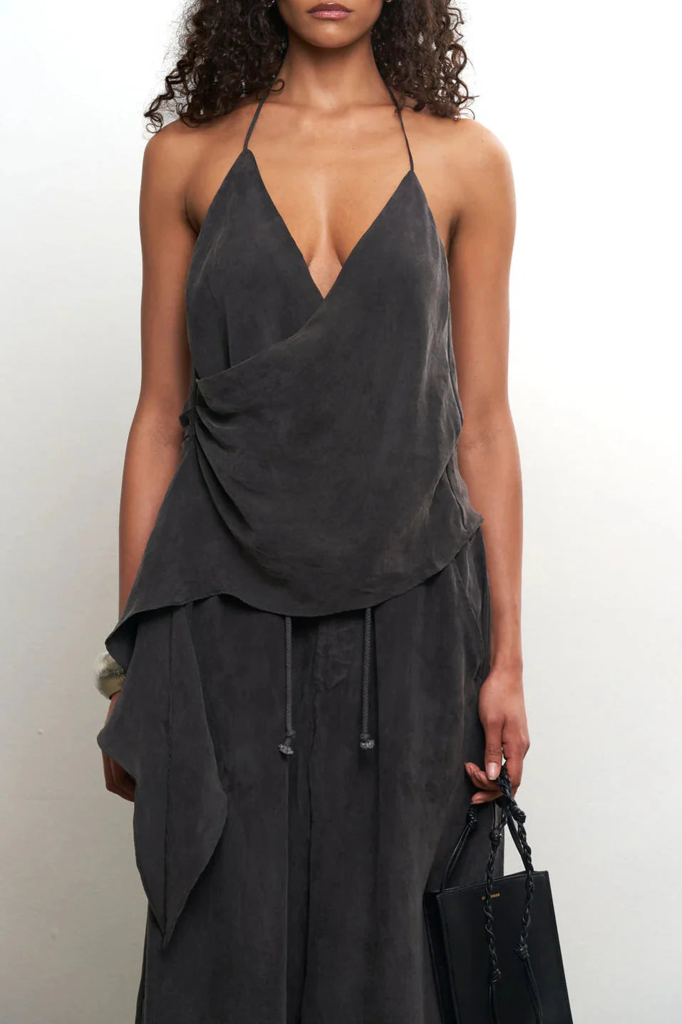 Draped Top + Wide Leg Pants Set