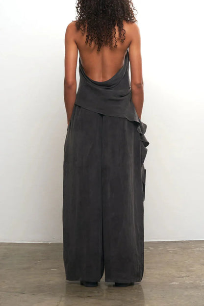 Draped Top + Wide Leg Pants Set