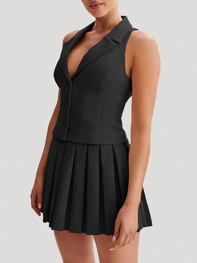 Polished Pleat Skirt Set