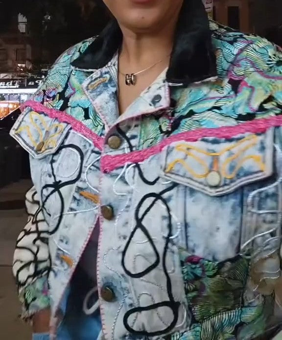 Mixed-Color Graffiti Jacket