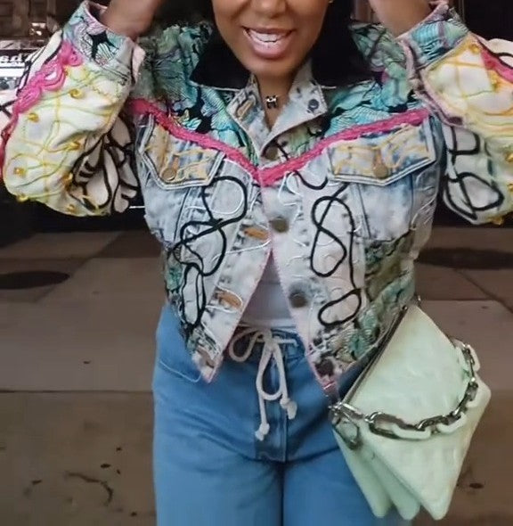 Mixed-Color Graffiti Jacket