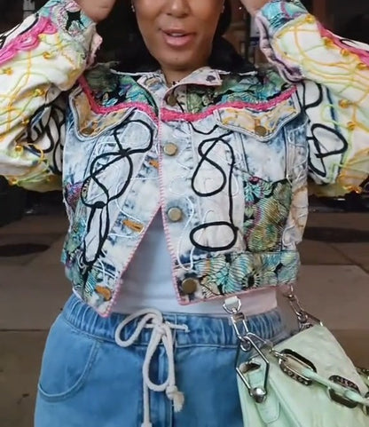 Mixed-Color Graffiti Jacket