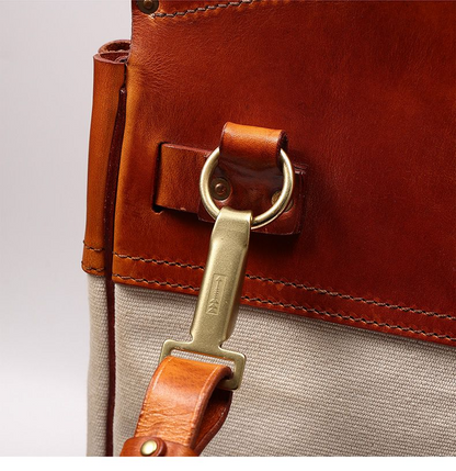 Two-Tone Canvas and Leather Handbag