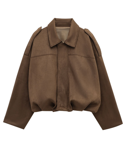 Faux Suede Bomber Jacket