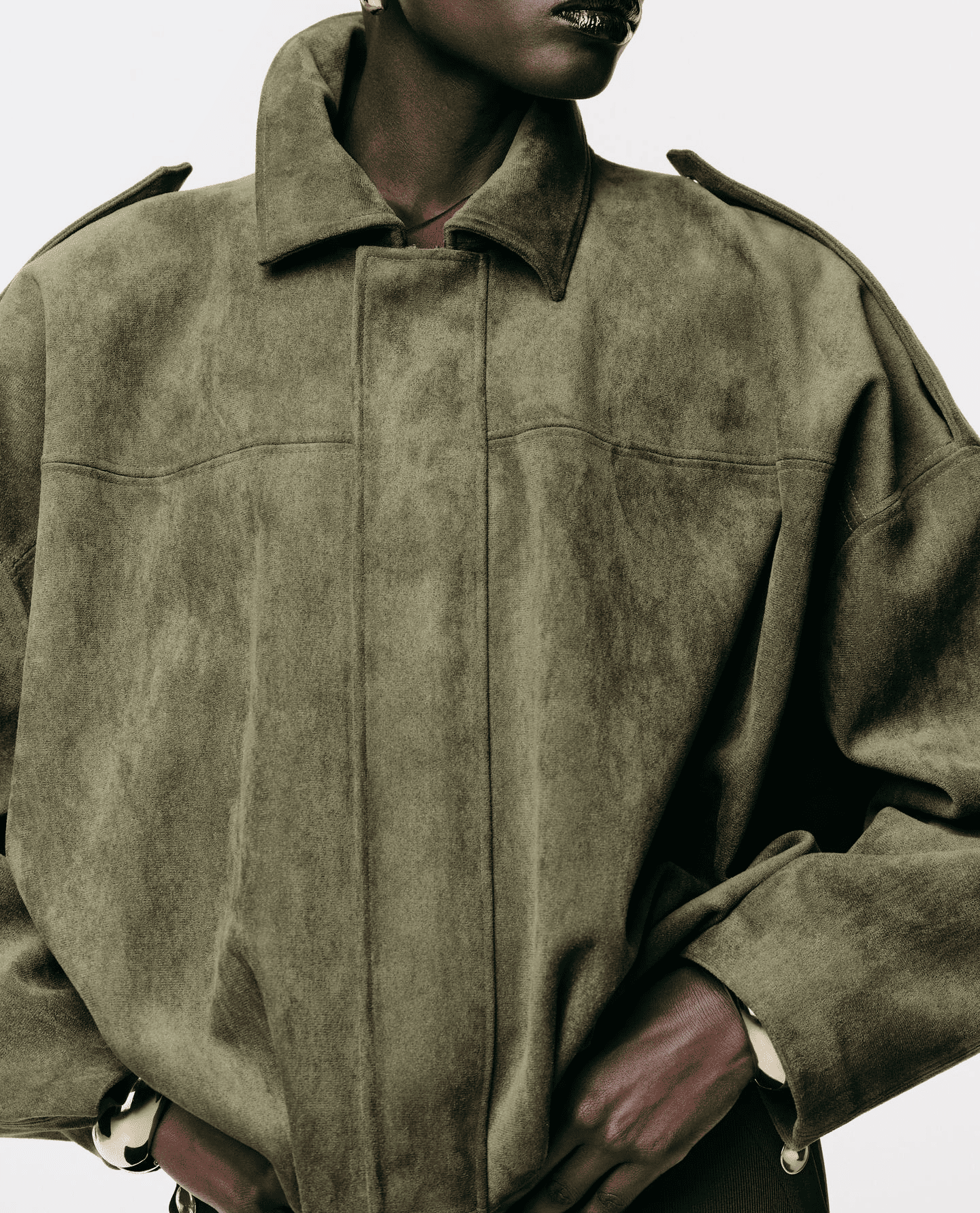 Faux Suede Bomber Jacket