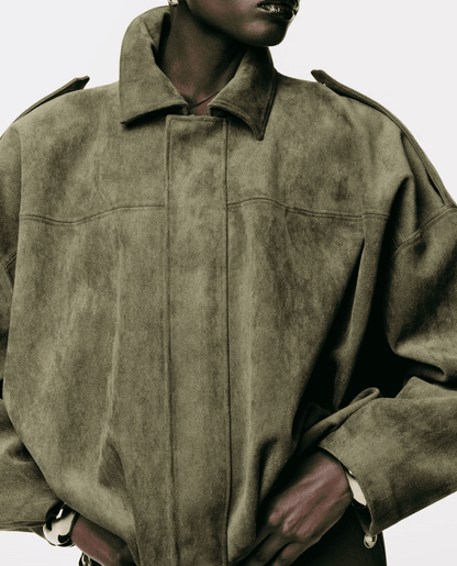 Faux Suede Bomber Jacket