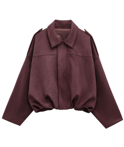 Faux Suede Bomber Jacket
