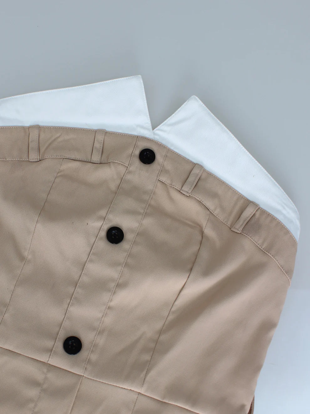 Single-breasted Contrast Neck double-belt Dress