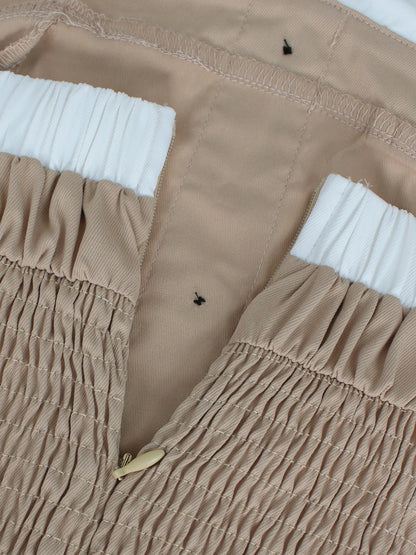 Single-breasted Contrast Neck double-belt Dress