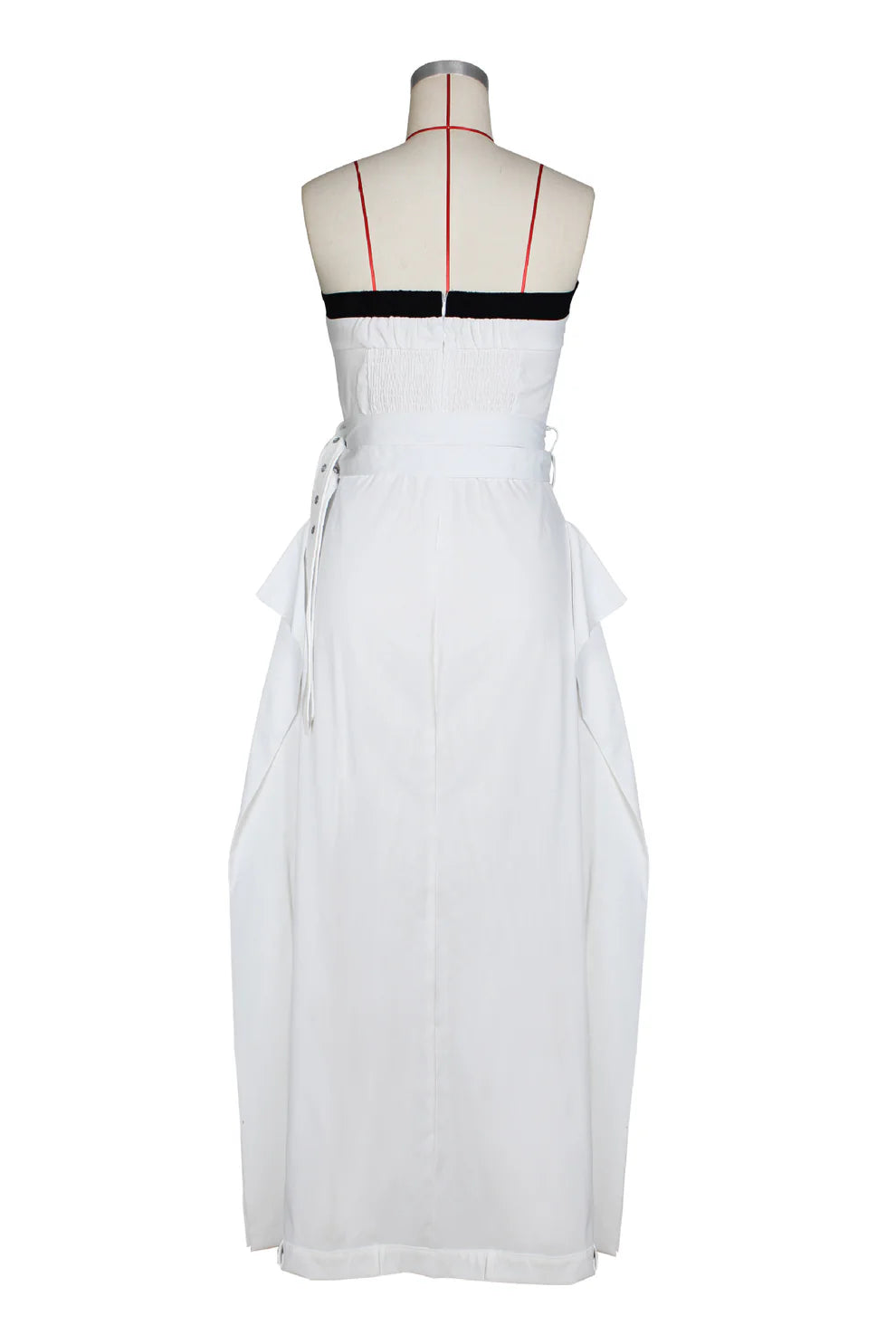 Single-breasted Contrast Neck double-belt Dress