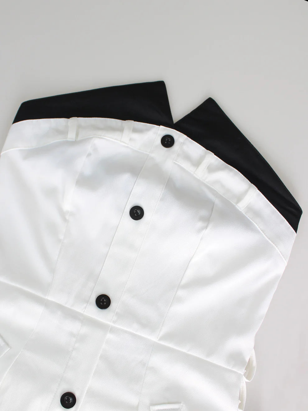 Single-breasted Contrast Neck double-belt Dress