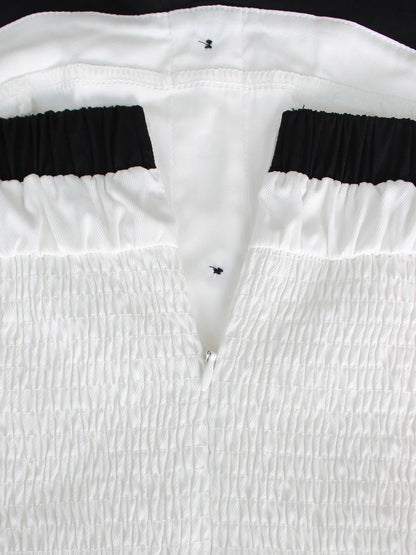 Single-breasted Contrast Neck double-belt Dress