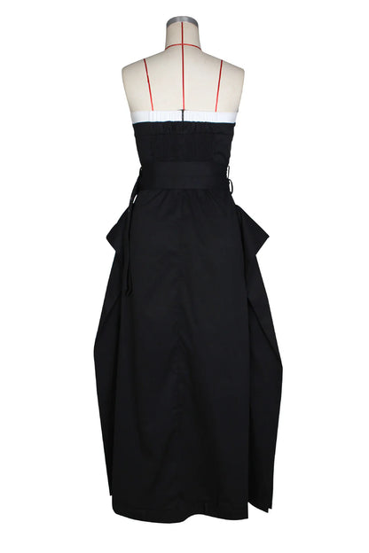 Single-breasted Contrast Neck double-belt Dress