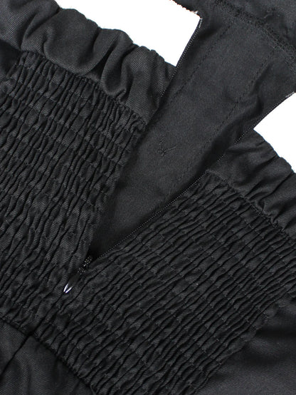 Single-breasted Contrast Neck double-belt Dress