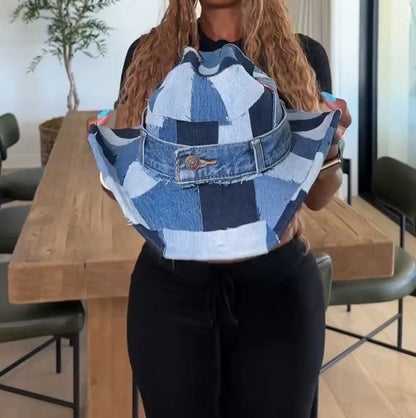 Patchwork Denim Hat
