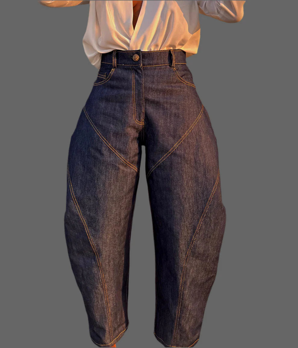 High-rise barrel-cut jeans