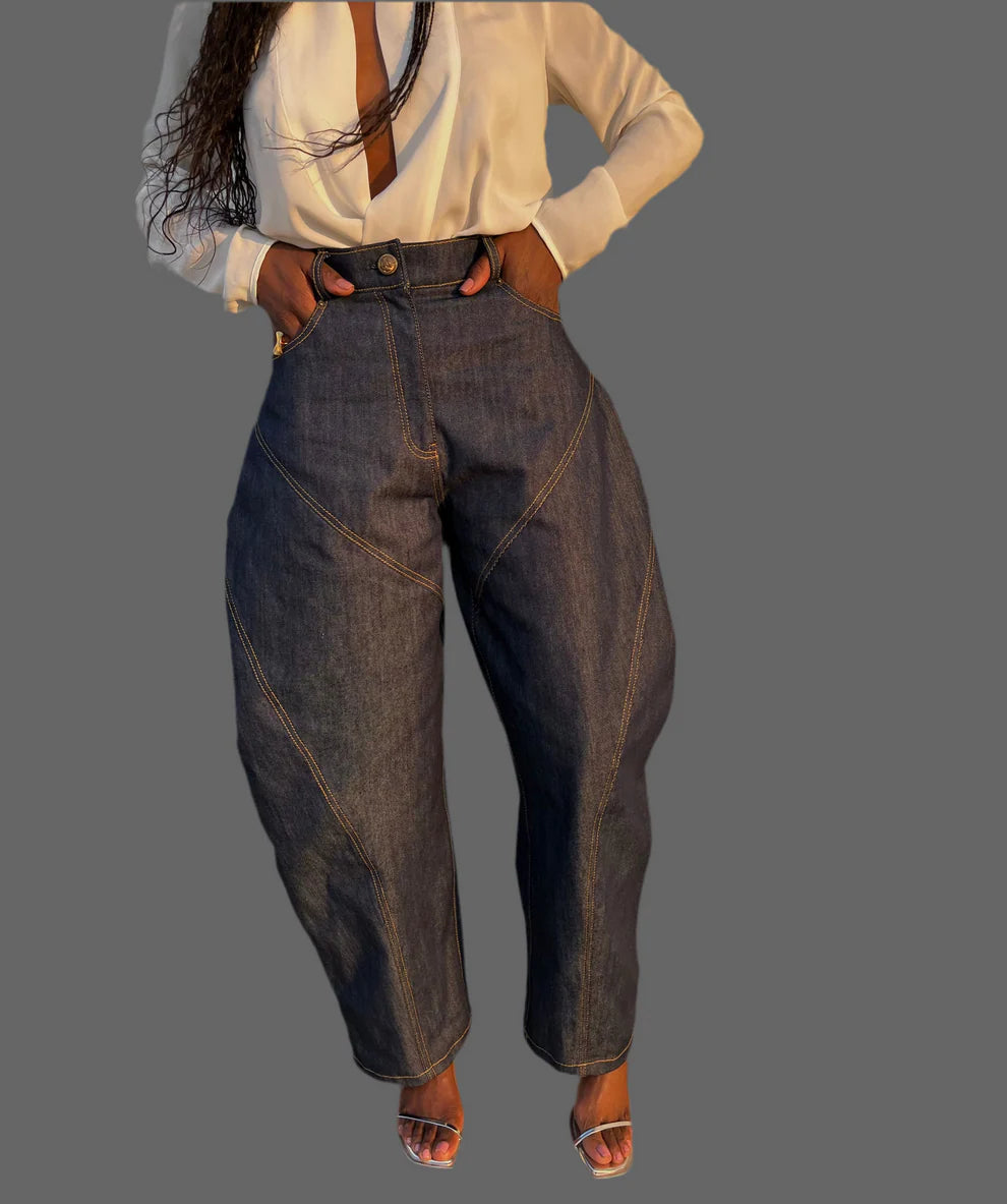 High-rise barrel-cut jeans