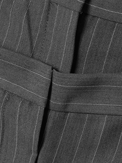 Layered Pinstriped Twill Wide-Leg Pants