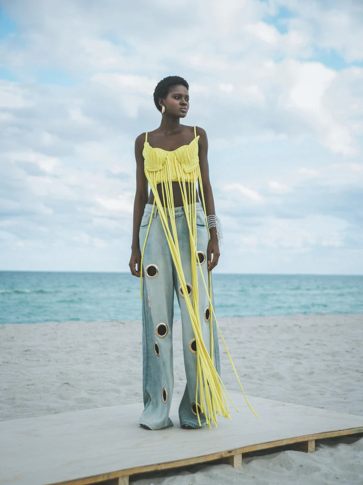 Cutout Low-Waisted Wide-Leg Jeans