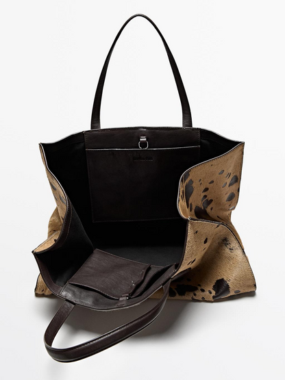 Animal Print Hair-On Leather Bag