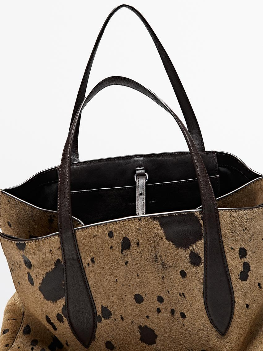 Animal Print Hair-On Leather Bag