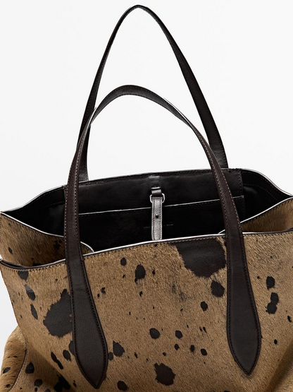 Animal Print Hair-On Leather Bag