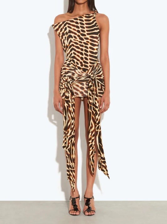 Double-Layered Tie Mini Dress