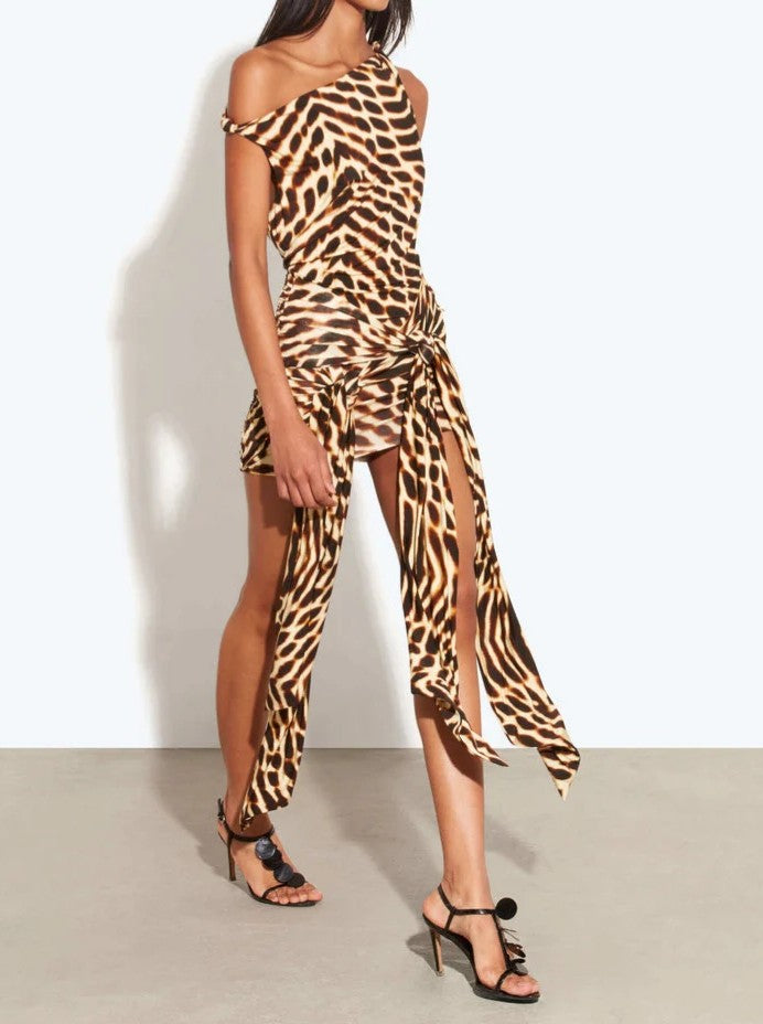 Double-Layered Tie Mini Dress