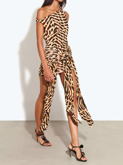 Double-Layered Tie Mini Dress