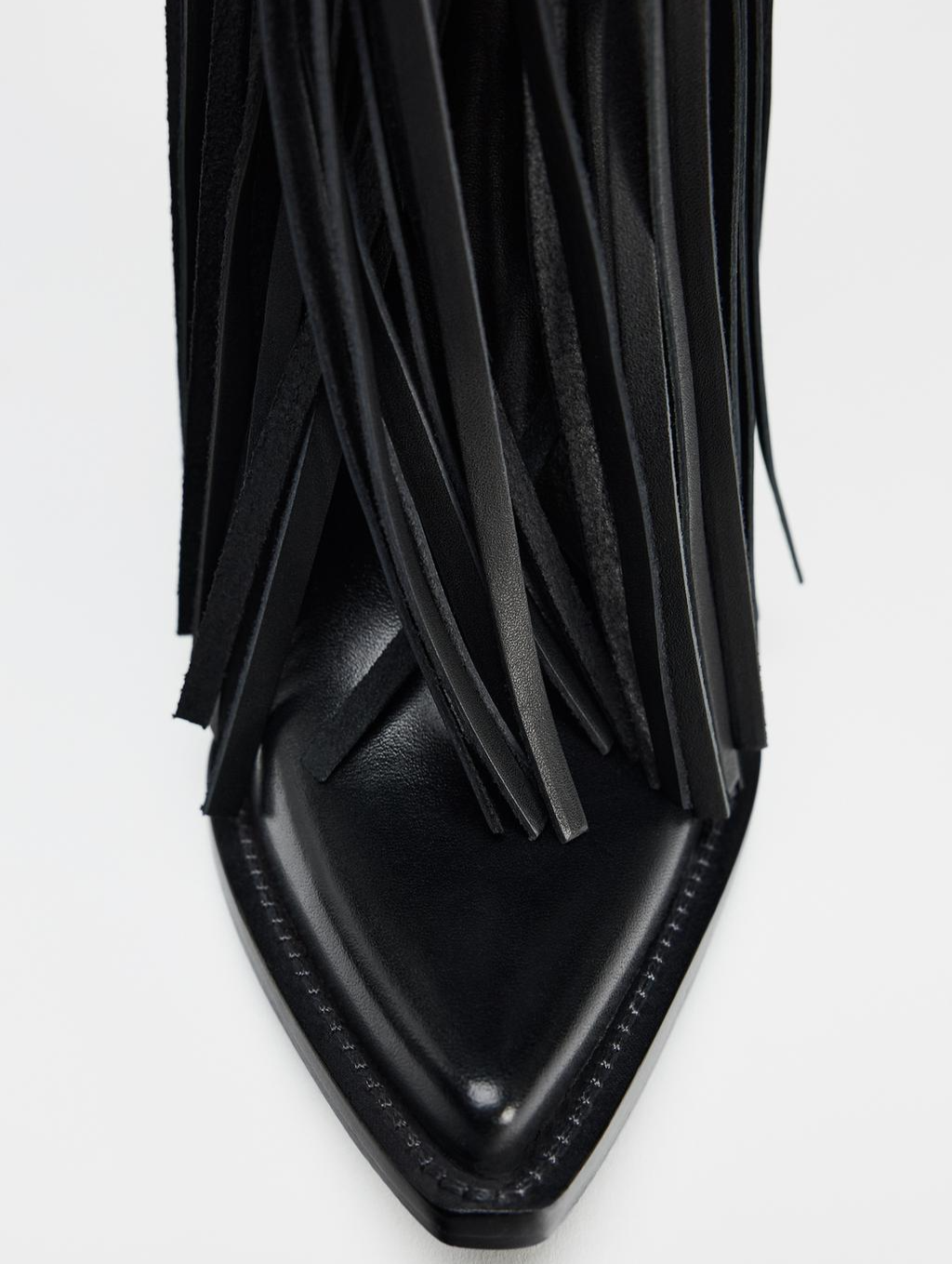 Fringe-Trimmed Leather Cowboy Boots