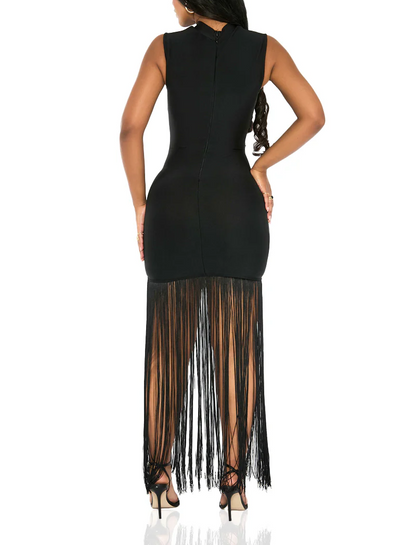 Fringe-Trimmed Sexy Fitted Dress