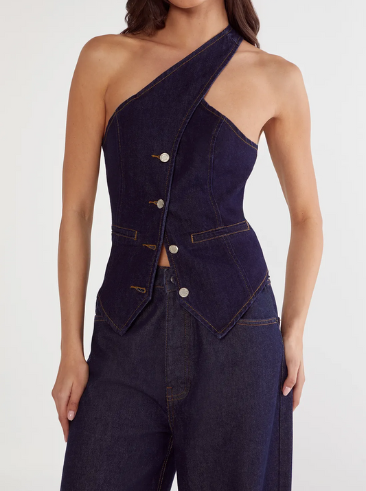 Denim Asymmetric Top