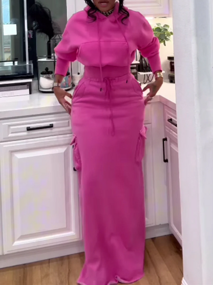Hooded Pockets Two Pieces Set