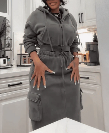 Hooded Pockets Two Pieces Set