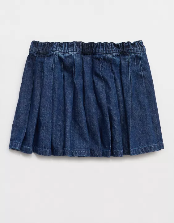 Cropped Button Denim Top + Button Skirt