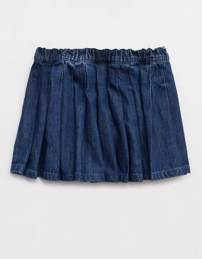 Cropped Button Denim Top + Button Skirt