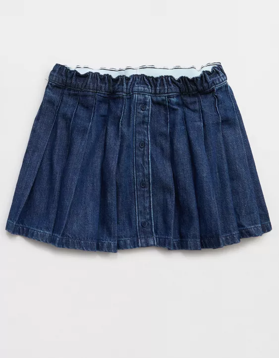 Cropped Button Denim Top + Button Skirt