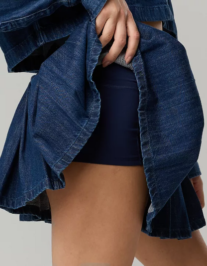 Cropped Button Denim Top + Button Skirt